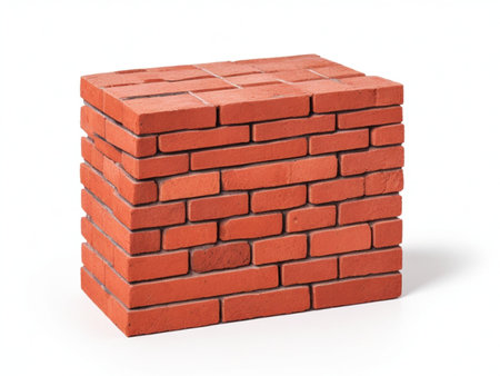 Brick wall isolated on white background. 3d render. Eps 10.の素材
