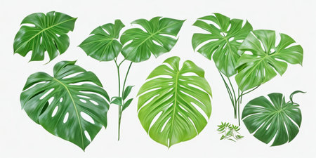 Exotic tropical leaves isolated on white backgroundの素材