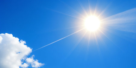 View of a clear sky with beautiful sunの素材