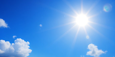 View of a clear sky with beautiful sun. suitable for wall designs and othersの素材