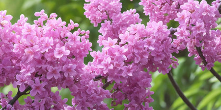 A close-up of a bunch of pink flowers, showcasing their vibrant colors and delicate petalsの素材
