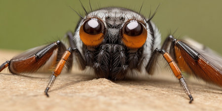 jumping spider close up on the nature background. macro photography.の素材
