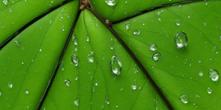 Water drops on a green leaf. Close-up. Nature.の素材