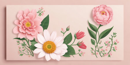 Floral background with flowers and leaves in pastel colors. Vector illustration.の素材