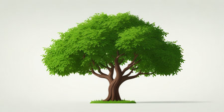 Green tree isolated on a white background. 3d render illustration.の素材