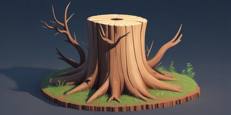 3d render of a tree stump in the forest. Conceptual illustration.の素材
