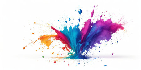 Colorful paint splashes isolated on white background. Abstract background.の素材