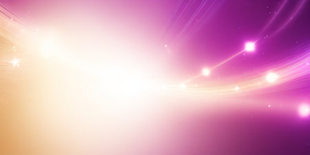 Abstract background with glowing lines and bokeh. Vector illustration.の素材