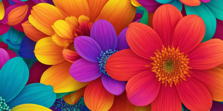 Colorful daisy flowers background. Vector illustration. EPS 10.の素材