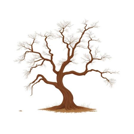 Illustration of an old dry tree isolated on a white background.の素材