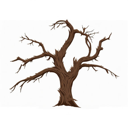 Old tree isolated on white background. Vector illustration. Eps 10.の素材