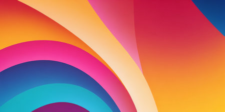 abstract background with curved lines in blue, orange and yellow colorsの素材