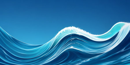 Abstract blue background with waves. 3d rendering, 3d illustration.の素材