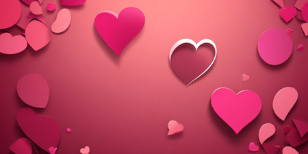 Valentine's day background with pink hearts. Vector illustration.の素材