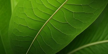 Close up of green leaf texture background. Macro photography of nature.の素材