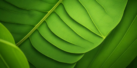 Close up of green leaf texture background. Nature and environment concept.の素材