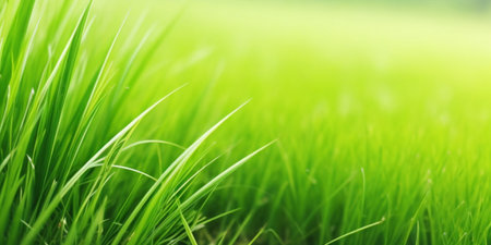 Green rice field in the morning with soft focus and bokeh.の素材