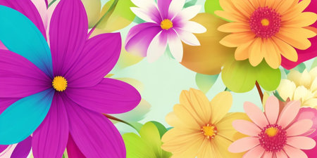 Floral background with colorful flowers. Vector illustration for your design.の素材