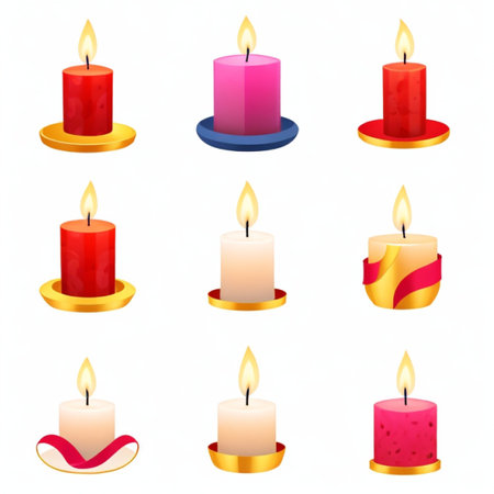 Candles set isolated on white background. Vector illustration. Eps 10.の素材