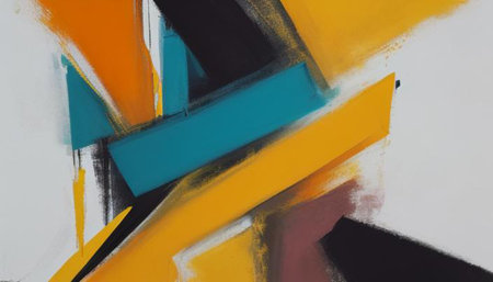 abstract oil painting on canvas texture with black, orange, yellow and blue colorsの素材