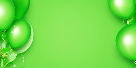 Green balloons on green background with space for text. Vector illustration.の素材