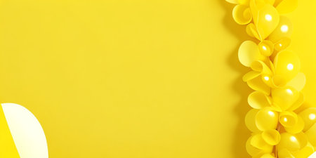 Banner with yellow balloons on a yellow background. Place for text.の素材