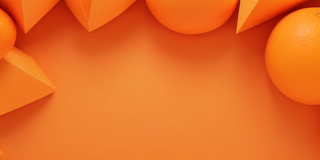 Orange background with orange geometric shapes. 3d rendering, 3d illustration.の素材