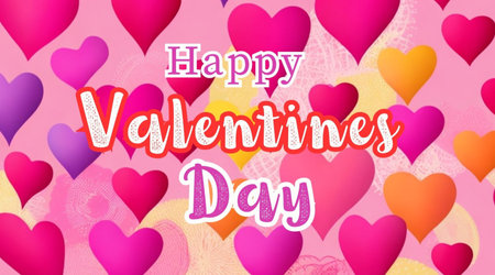 Valentines day background with hearts and text. Vector illustration.の素材