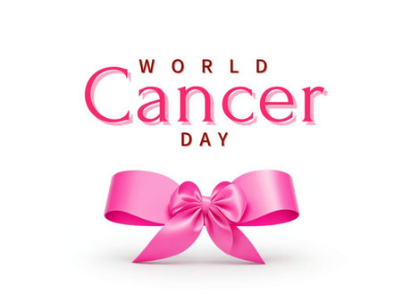 World Cancer Day. Vector Illustration with pink ribbon and bow.の素材