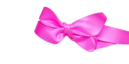 Pink satin bow isolated on white background. Realistic vector illustration.の素材