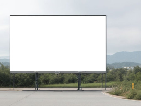 Blank billboard on roadside with copy space for your text or designの素材