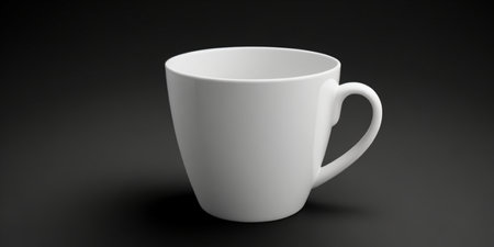 3d rendering of a white cup isolated on black studio background.の素材