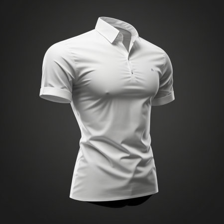White polo shirt isolated on black background. 3d rendering.の素材