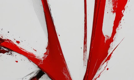 Abstract background with red paint splashes on white paper. Close-up.の素材