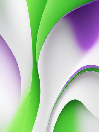 abstract background with green, purple, white and violet wavy linesの素材