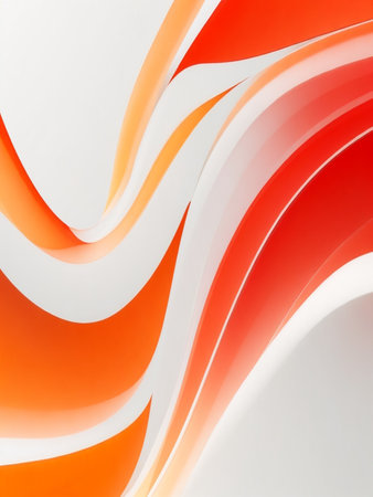 abstract background with orange and white wavy lines. 3d renderの素材