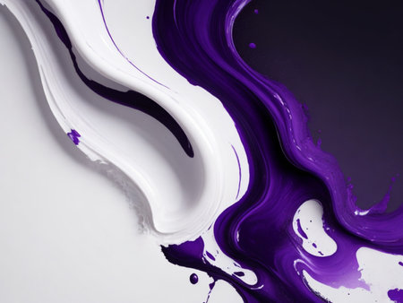 Purple and white paint on a white background. Abstract background.の素材