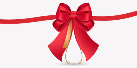 Red bow and ribbon on white background. Vector illustration. Eps 10.の素材
