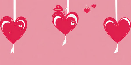 Red heart on a pink background. Valentine's Day. Vector illustrationの素材