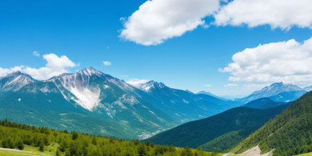 Panoramic view of the mountains in the summer, Siberia, Russiaの素材