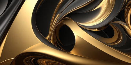 3d rendering of abstract wavy metallic background. Creative Design Templatesの素材