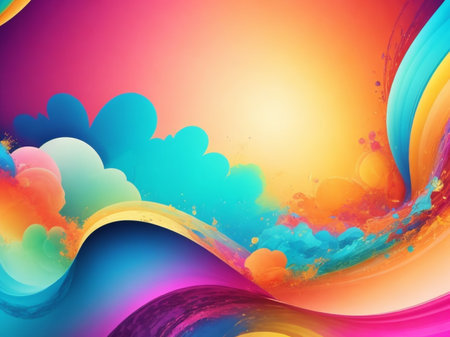 abstract colorful background with waves and clouds. 3d render illustrationの素材