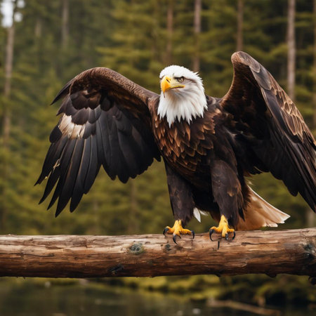 Bald Eagle (Haliaeetus leucocephalus) sitting on a branchの素材