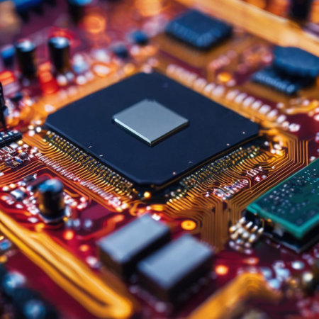 Close-up of electronic circuit board. Selective focus. Macro.の素材