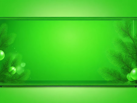 green background with tree branches and  balls, illustrationの素材