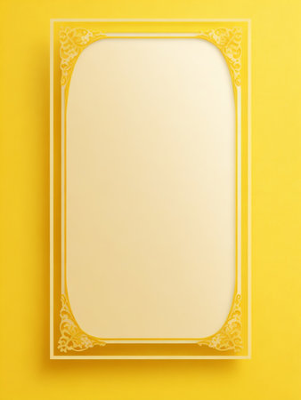 Yellow frame with gold pattern on a yellow background. 3d renderingの素材