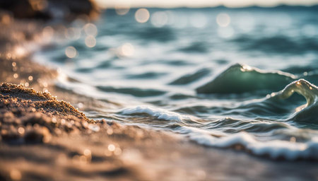 Soft wave of the sea on the sandy beach. Soft focus.の素材