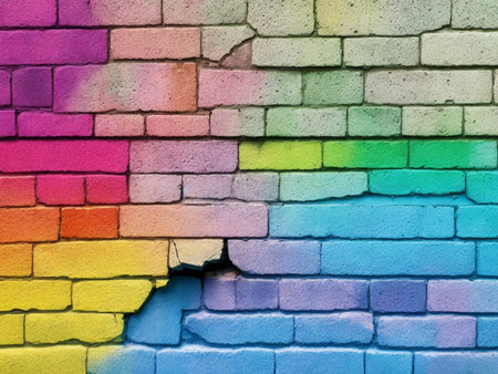 colorful brick wall texture. background for design with copy space.の素材