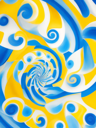 abstract background with swirls in blue and yellow colors. 3d renderingの素材