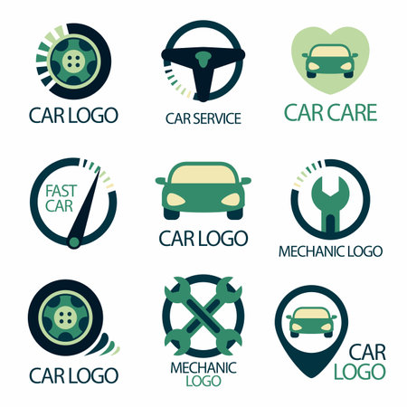 Car service icons set. Vector illustration in flat design style. Auto repair service signs.のイラスト素材
